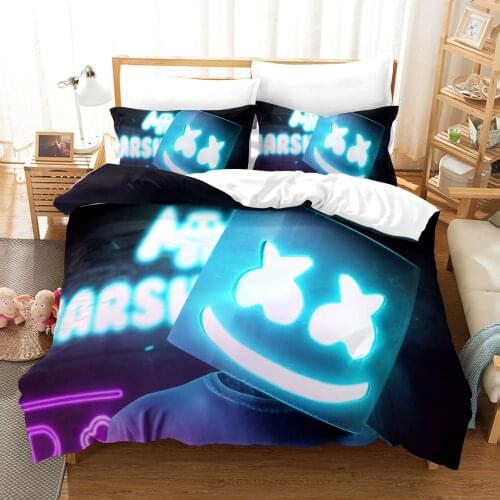 3D Printed DJ Marshmello Bedding Set Colorful Duvet Cover Pillowcase Twin Full Queen King Bed Bedclothes Caartoon Home Textile