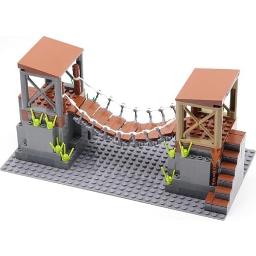 MOC Construction Building Blocks Chain Bridge Suspension Bridge Assemble Toy Compatible Accessories Educational DIY Model Bricks