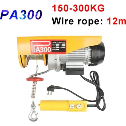 Mini electric hoist car 220V wireless remote control hoist small household crane hoist winch 150-300kg reins 12m