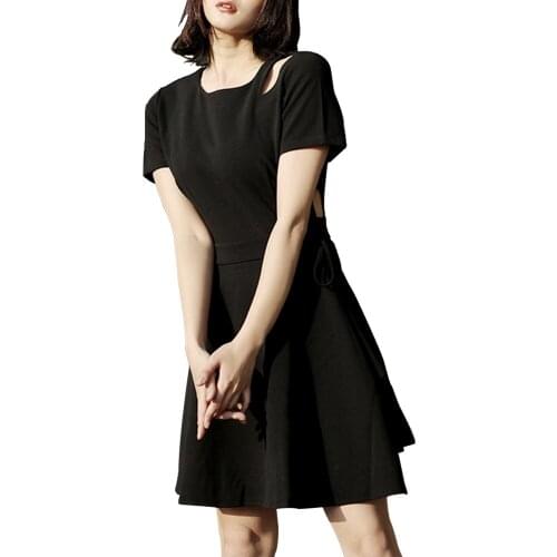 Devil Fashion New Summer Sexy Lady Dresses Hollow Out Black Short Dresses Streewear A-Line Dresses