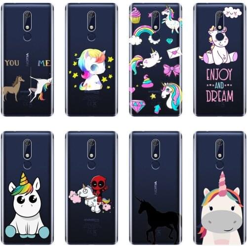 Fashion Kawaii Cute Unicorn Back Cover For Nokia 7.1 6.1 5.1 3.1 2.1 Soft Silicone Phone Case For Nokia 2.1 3.1 5.1 6.1 7.1 Plus