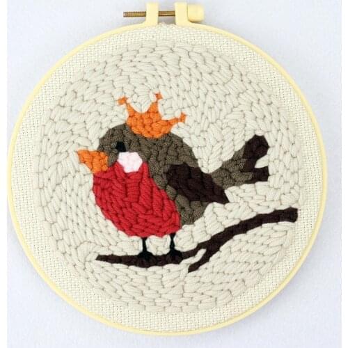 Bird Punch Needle Embroidery Kit for Beginner Punch Needle Cross Stitch Kits Embroidery Needlework Sets English Manual