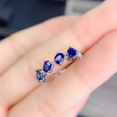 Natural Sapphire Ring, Simple Style, Sri Lanka Sapphire, Ladies Ring, 925 Silver Custom Number