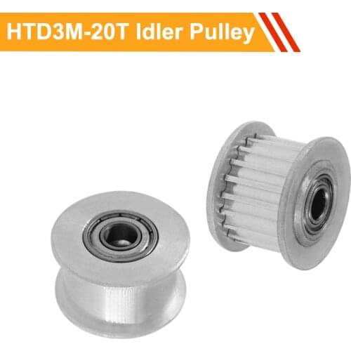 Tooth Belt Idler Pulley 3M 20T with/without Teeth 11mm/16mm Belt Width Idler Bearing Motor Pulley 3/4/5/6mm Bore Timing Pulley