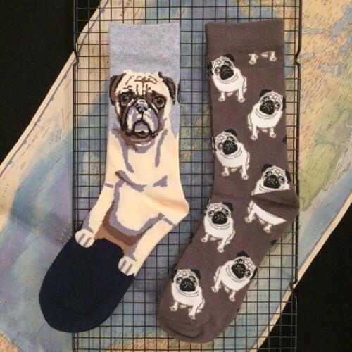 Adult Crew Cotton Socks Flat Face Small Pug Pugs Pup Puppy Good Dog Doggy Dogs OFFICIAL Original Design 2021 Street Fashion Sox