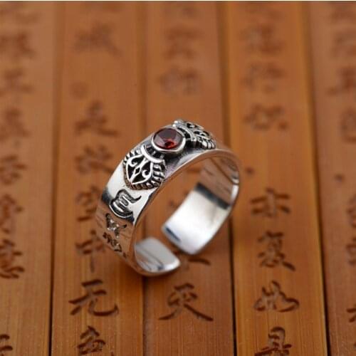 Process Thai Silver Wholesale S925 Pure Silver Ring Buddhist Text Six Words Open Hand Act The Role Of New Products