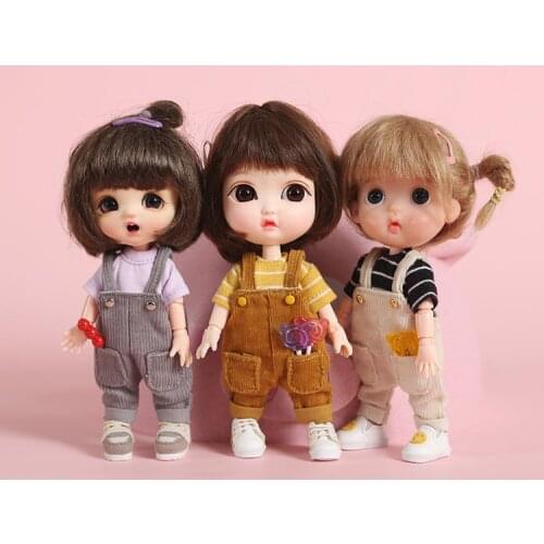 Ob11 doll clothes baggy flannel pants pants pocket suspenders 12 BJD clothes GSC solid Molly doll clothes doll accessories