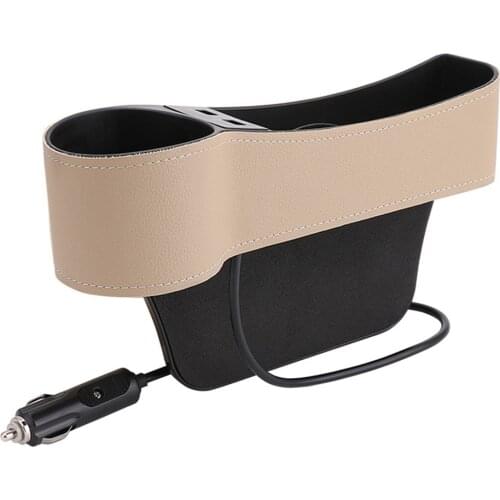 Car Seat Gap Organizer Classic Colors and Simple Durable Design Pocket Storage Box Dual USB Charger Cup Holder Universal