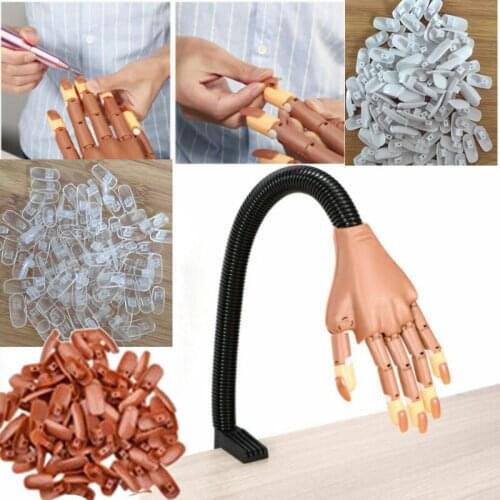Nail Trainning Practice Hand Nail Display Manicure Flexible Movable False Fake white clear colors