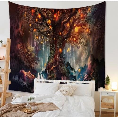 Psychedelic Wishing Tree Tapestry Wall Hanging Home Room Decor Carpet Boho Tree Background Cloth Living Room Decor Hanging Cloth