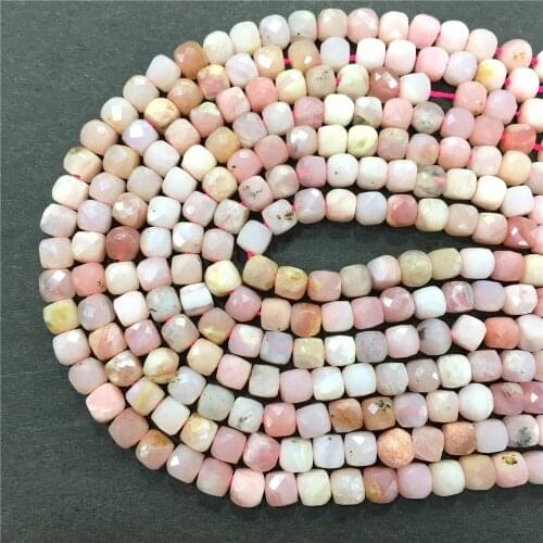Pink Opal 4mm Natural stone Beads Square Faceted Cube For Jewelry Making Necklace Earring bracelet Diy Beads