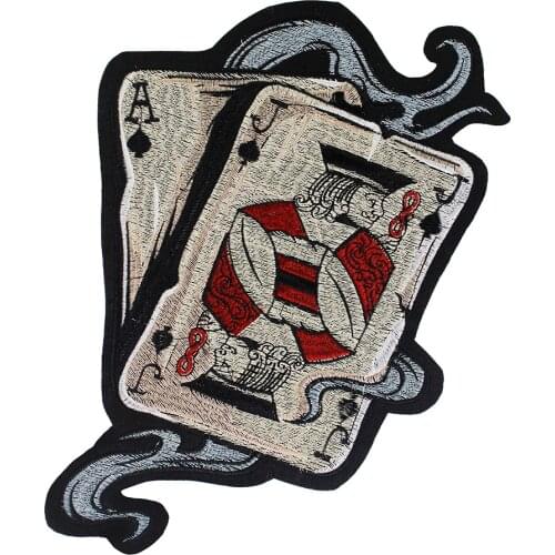 Poker AJ Patch Iron on Patches Embroidery Applique Punk Biker Applique Clothes Stickers Apparel Accessories Badge