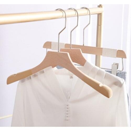 10pcs/lot Solid Wooden Shirt Dress Hangers Sturdy Natural Slim Beech Wood Coat Jacket Hanger (30pcs or more can make logo)