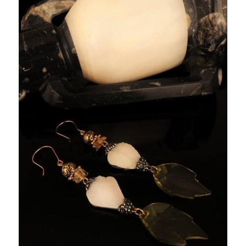 Dr Stone Natural Stone Women 'S Quartz and Hematite Stone Earrings NRS887 439799736