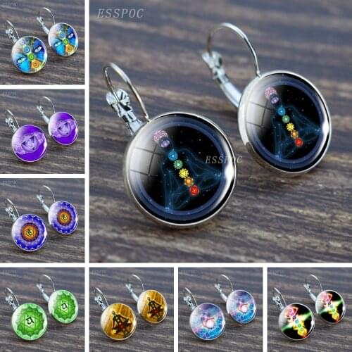 Magic Sign Zen Religion Jewelry Hook Earrings Fashion Chakra Symbols Sign Earrings Handmade Accessories Women Hoop Earrings Gift