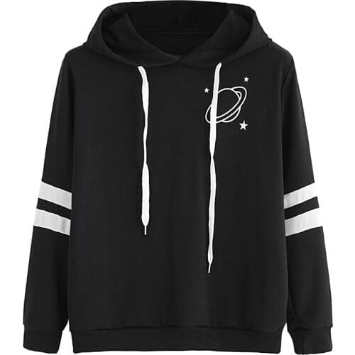 2020 Auttumn Female Hoodies Women Long Sleeve Hooded Sweatshirt Universe Print Tracksuit Sweat Coat Autumn Casual Sportswear