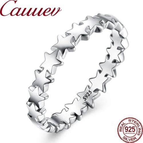 2018 HOT Fashion Star Trail Stackable Rings 100% Authentic 925 Sterling Silver Star Shape Finger Ring For Women Wedding Jewelry