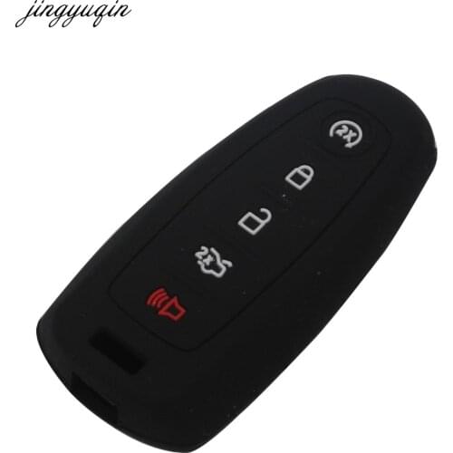Jingyuqin 15ps 5 Buttons Silicone Key Cover For Ford Escape Explorer Edge Flex Focus Taurus Lincoln Mks Car Key Case For Car