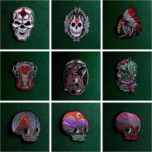 2pcs Skeleton/Skull Embroidered Patches For Clothing Iron On Patches For Clothes Punk Joker Stickers On Clothes Applique Jacket