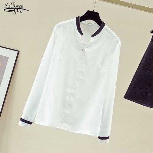2021 Plus Size Loose Casual Womens Blouses Autumn Long Sleeve White Shirt Women O-neck Pullover Chiffon Blouse Women Blusa 11167