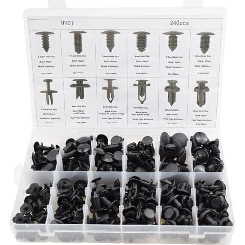 240pcs Auto Fasteners Rivets Clips Car Bumper Door Panel Fender Fastener Push Hole Clips Push Molds Fastener Car Accessories