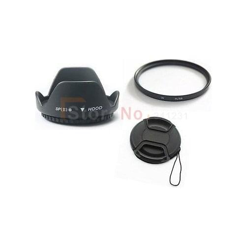 3in1 37 49 52 55 58 62mm Flower Lens Hood +UV Filter +Lens Cap for Can&n Nik&n NEX-3 NEX-5 NEX-6 NEX-7 18-55mm