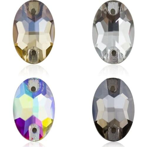 AAAAA Quality Oval Shape Crystal Sew On Rhinestones Egg Shape Sewing Jewelry Beads For Wedding /Dance dress decoration