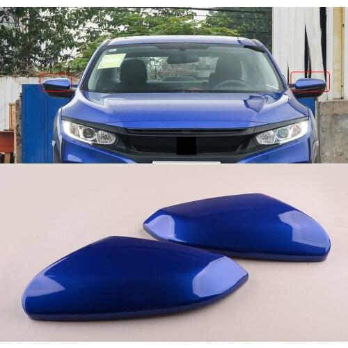 1 Pair 76201TBAA11ZF Car Blue Side Rearview Mirror Cap Cover 76251TBAA11ZF Fit For Honda Civic 10th 2016 2017 2018 2019 2020