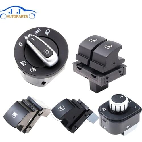 Car Chrome Fuel Headlight Mirror Window Switches For Volkswagen Eos Golf R32 GTI MK 5 6 V VI 1KD959833 5K3959857 5ND941431B
