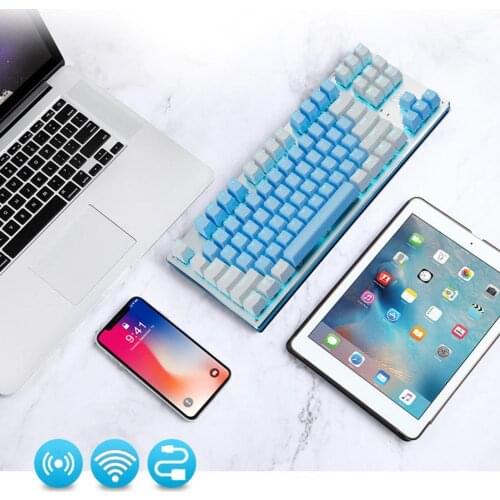 Wireless Bluetooth Mechanical Keyboard Aluminum Frame Compact 87 Keys 2.4GHz Bluetooth4.0 Type-C RGB Backlight Keyboard