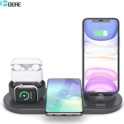 DCAE Qi 4 in 1 Fast Wireless Charger Dock Station 10W Fast Charging For iPhone 12 11 XR XS X 8 Apple Watch 2 3 4 5 6 AirPods Pro