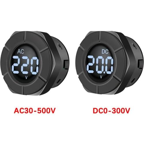Mini Round Digital Voltage Meter DC0-300V AC30-500V LED Panel Voltmeter Tester Monitor Car Motorcycle Voltmeter Volt Panel Meter