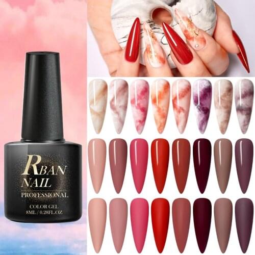 RBAN NAIL 8ml Matte Gel Nail Polish Nude Color Series Marble Blossom Effect Nail Gel Varnish Semi Permanent Nail Art Gel Lacquer