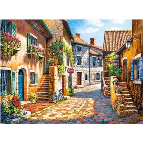 Hot Full Square Drill Diy Diamond Painting Town Street Scenery Embroidery Landscape Cross Stitch Craft Kit