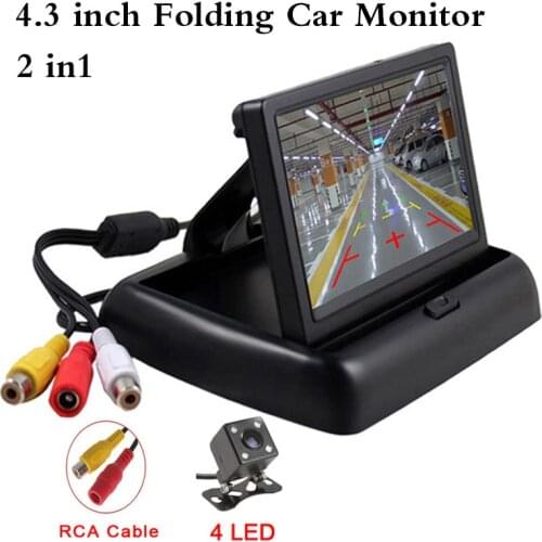 2 in1 Parking Assist 4.3 inch Folding Car Monitor Video Player with Night Vision Waterproof Rear View Backup Camera dfdf