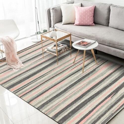 Nordic Style Geometric Area Rugs Pink Gray Striped Living Room Sofa Home Decor Non-Slip Floor Mat Kids Bedroom Play Tent Carpets