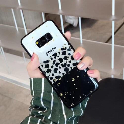 Leopard Skin Phone case S20 S9/S10+ S8 Note8 Note9 Note10Pro S10lite gold foil Soft TPU Handphone Cover body protection