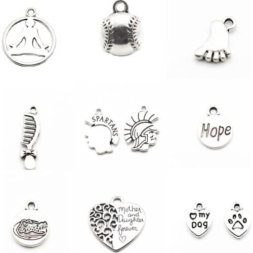 Hot selling 12pcs/lot Silver Alloy yoga foot HOPE Dangle Charms Lobster Clasp Hanging Charm fit Bracelet&Pendant Necklace