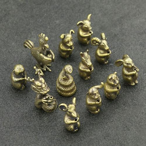 Mini Cute Brass Chinese Zodiac 12 Animal Incense Stick Holder Vintage Brass Incense Holder Base Sandalwood Censer Home Decor