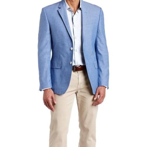Custom Made Fashion Handsome Sky Blue Blazer Slim Fit Groomsmen Tuxedo For Wedding Dress Dinner Party 2 Piece (Jacket+Pants)