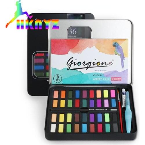 1sets 36 Colors Giorgione Watercolor Paint Sets Watercolour Water Color Pigment Oil Paints School Painting Drawing Art Supplies