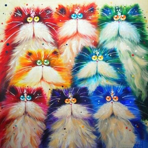 Touoilp Colorful Cat Diamond Painting Kit - DIY