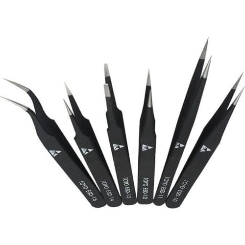 Tweezers Set Good Quality TOYO Anti-static ESD 10-15 For Soldering Rework 6pcs/lot