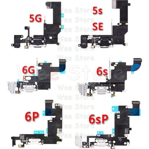 High Quality Bottom USB Charger Mic Port Dock Charging Flex Cable For iPhone 6 6s Plus 5 5S SE Dock Connector Flex Free Shipping