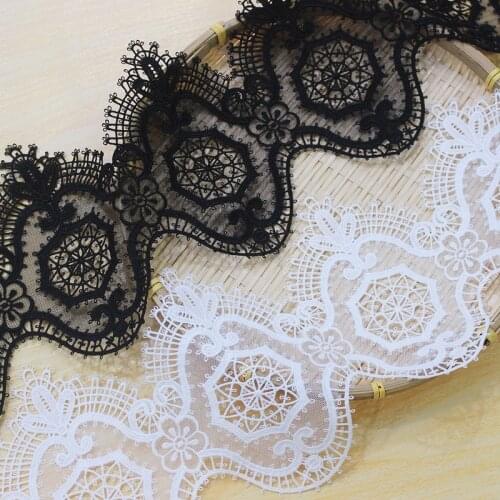 New luxury Polyester Silk Water-soluble Embroidered Lace Trim Accessories DIY Handmade doll Fabric Accessories Width 15cm 2Yds