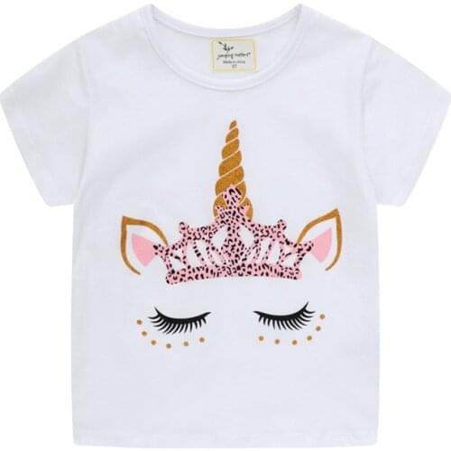 Jumping Meters New Arrival Girls Summer Tshirts With Unicorn Print Cute Childrens Clothes Cotton Baby Tees Toddler Tops