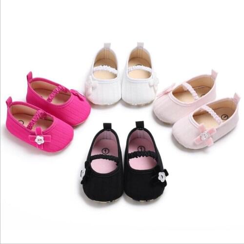 New Arrival Baby Girls Button Bowknot First Walkers Casual Shoes Soft Infant Girls Princess Shoes