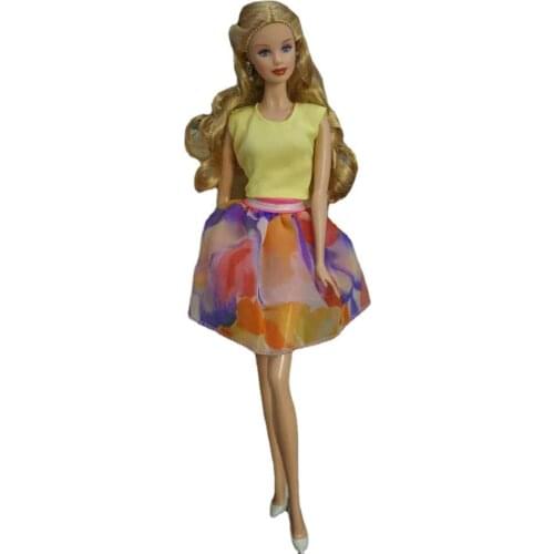 11.5" Doll Clothes for Barbie Clothes FR Kurhn Outfits Set Yellow Shirt Tank Top Colorful Skirt 1/6 BJD Dolls Accessories Toys