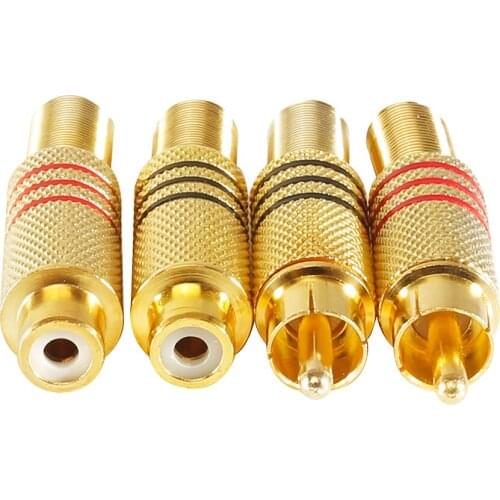 For RCA connector plug, RCA female plug screw audio video series jack adapter gold-plated welding type, gold