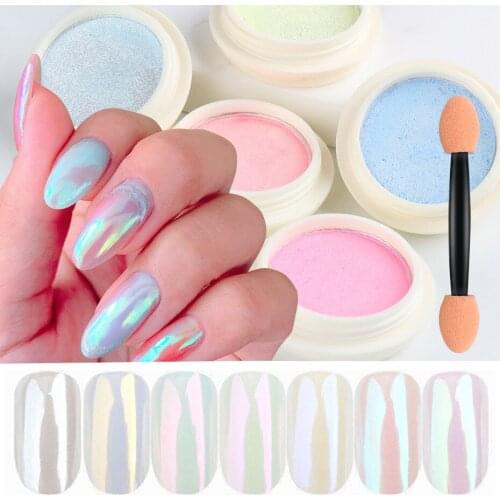 Solid Aurora Chrome Nail Powder Aurora Iridescent Nail Powder Multi Mirror Effect Mermaid Neon Laser Ice Transparent Powder Mani